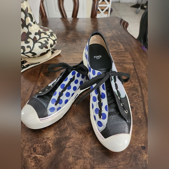 Fendi Domino Leather Trainers size 39.5 - Picture 1 of 10
